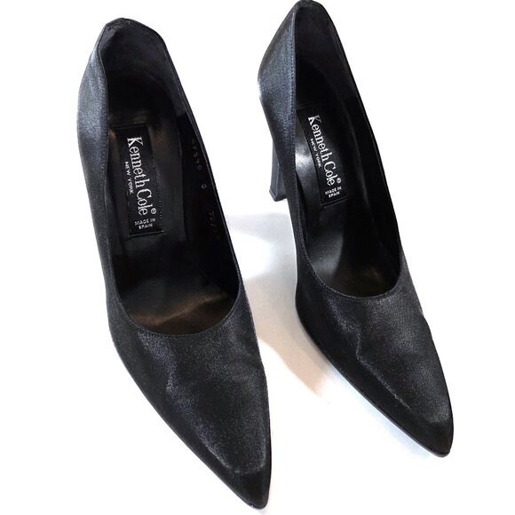 Kenneth Cole Black Satin Pumps Size 8 - Picture 1 of 5